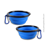 FOLDABLE SILICONE DOG & CAT BOWLS - PORTABLE FOOD & WATER CONTAINER FOR TRAVEL & WALKING - PS Café