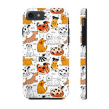 A premium quality dog cartoon printed tough iPhone case for iPhone 14 to iPhone 7. The case is made of durable Lexan plastic with a lay-flat bezel, flexible rubber liner, glossy finish, and UV protection. The case features a cartoon print of dogs laughing, making it a fun and stylish way to protect your phone.