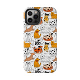 A premium quality dog cartoon printed tough iPhone case for iPhone 14 to iPhone 7. The case is made of durable Lexan plastic with a lay-flat bezel, flexible rubber liner, glossy finish, and UV protection. The case features a cartoon print of dogs laughing, making it a fun and stylish way to protect your phone.