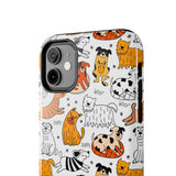 A premium quality dog cartoon printed tough iPhone case for iPhone 14 to iPhone 7. The case is made of durable Lexan plastic with a lay-flat bezel, flexible rubber liner, glossy finish, and UV protection. The case features a cartoon print of dogs laughing, making it a fun and stylish way to protect your phone.