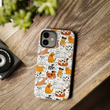 A premium quality dog cartoon printed tough iPhone case for iPhone 14 to iPhone 7. The case is made of durable Lexan plastic with a lay-flat bezel, flexible rubber liner, glossy finish, and UV protection. The case features a cartoon print of dogs laughing, making it a fun and stylish way to protect your phone.