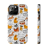 A premium quality dog cartoon printed tough iPhone case for iPhone 14 to iPhone 7. The case is made of durable Lexan plastic with a lay-flat bezel, flexible rubber liner, glossy finish, and UV protection. The case features a cartoon print of dogs laughing, making it a fun and stylish way to protect your phone.