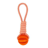 DURABLE RUBBER BALL CHEW TOY WITH COTTON ROPE - Pet Supplies Café