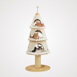 Shows White Cat Christmas Tree Towers with with gray color background