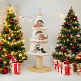 Cat Christmas Tree Tower White color with Christmas decorations