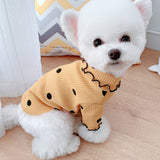 Comfy Dog Clothes: Knitted Turtleneck Pullover with Polka Dots Deep Peach color