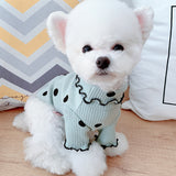 Comfy Dog Clothes: Knitted Turtleneck Pullover with Polka Dots Green