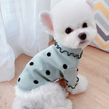 Comfy Dog Clothes: Knitted Turtleneck Pullover with Polka Dots Green4