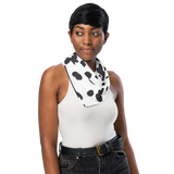 Monochrome camouflage bandana elegantly draped as a necktie