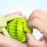 DURABLE RUBBER BALL CHEW TOY WITH COTTON ROPE - Pet Supplies Café