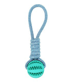 DURABLE RUBBER BALL CHEW TOY WITH COTTON ROPE - Pet Supplies Café