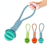 DURABLE RUBBER BALL CHEW TOY WITH COTTON ROPE