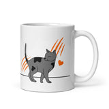 11Oz White ceramic coffee mug with "Funny Cat Parent" design showcasing playful cat illustrations.